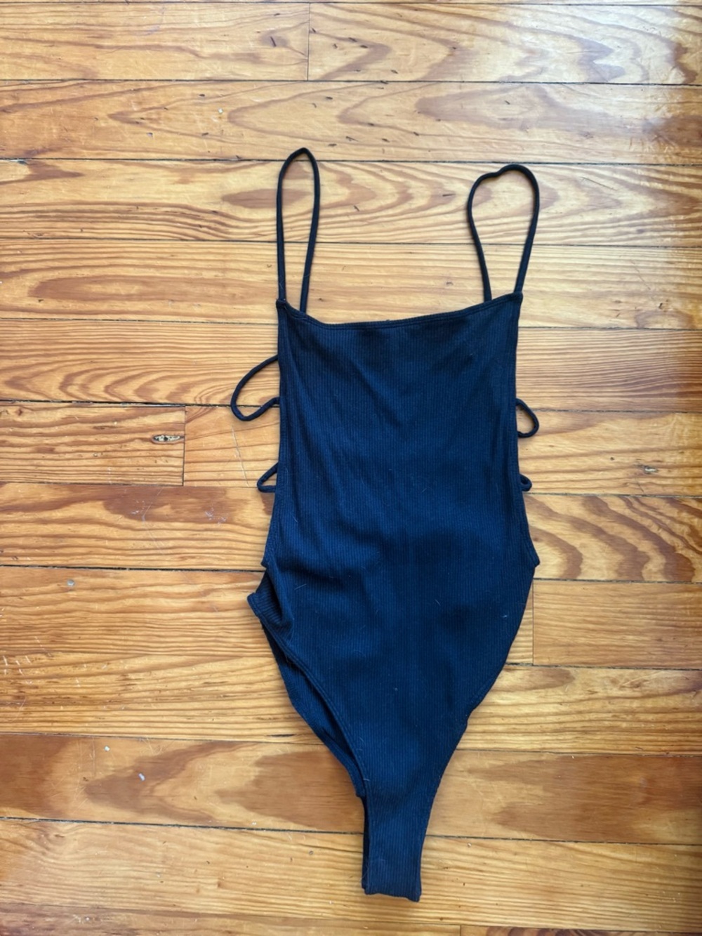Urban Outfitter Out from Under Black Ribbed Going Out Strappy Back Bodysuit